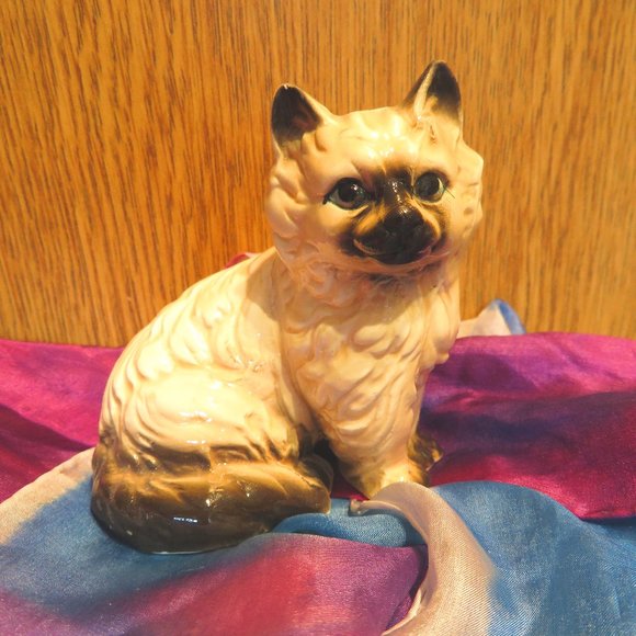 Vintage Ceramic HIMALAYAN Cat Figurine 3" (F16) - Picture 1 of 7